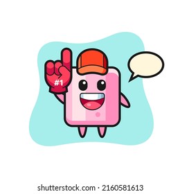 marshmallow illustration cartoon with number 1 fans glove , cute style design for t shirt, sticker, logo element