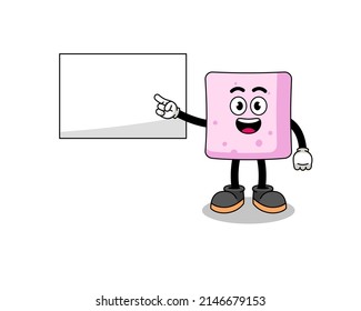 ilustración de marshmallow haciendo una presentación, diseño de caracteres