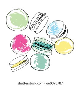 Marshmallow, line art, vector, tasty, sweets, ice-cream, cafe, T-shirt print