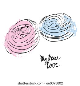 Marshmallow, line art, vector, tasty, sweets, ice-cream, cafe, T-shirt print