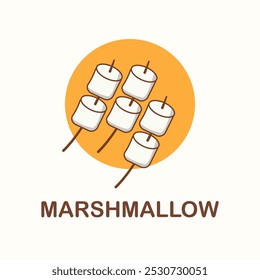 O desenho animado do logotipo Marshmallow é tão fofo. Sobre fundo branco. Ilustração vetorial. 