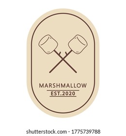 Marshmallow logo design. free space for text. Marshmallow doodle symbol.