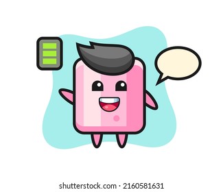 marshmallow mascot character with energetic gesture , cute style design for t shirt, sticker, logo element