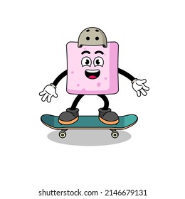 marshmallow mascot playing a skateboard , character design