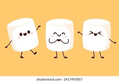 marshmallow mascot vector. marshmallow character design.