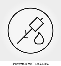 Marshmallow on a fire. Universal icon for web and mobile application. Vector illustration on a white background. Editable Thin line.
