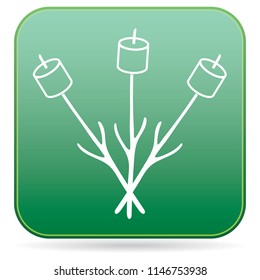 Marshmallow on skewer icon. Vector illustration

