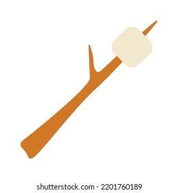 Marshmallow en un icono de palo. Ilustración del vector