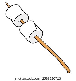 marshmallow on stick illustration hand drawn isolated vector