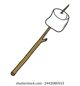 marshmallow on stick illustration vector	