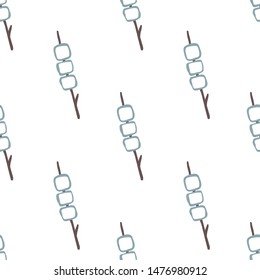 marshmallow on a stick seamless doodle pattern, vector illustration