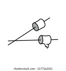 Marshmallow auf einem Stick, einfaches Vektordesign einzeln auf weißem Hintergrund