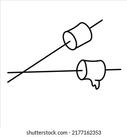 Marshmallow sobre el diseño vectorial simple de la vara aislado sobre fondo blanco