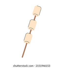 Marshmallow auf Stock Vektorgrafik flach Illustration. Campingausrüstung.
