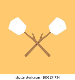 Marshmallow on stick vector. free space for text. Marshmallow logo design.