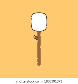 Marshmallow on stick vector. free space for text. Marshmallow logo design.