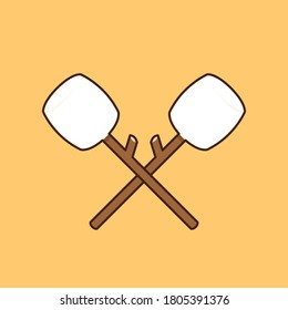 Marshmallow on stick vector. free space for text. Marshmallow logo design.
