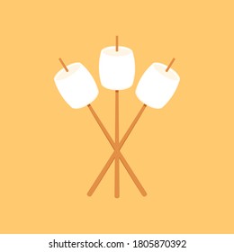 Marshmallow on stick vector. free space for text. Marshmallow logo design.
