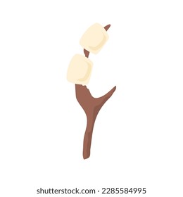 marshmallow on wooden stick illustration