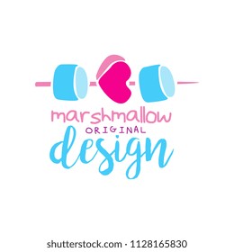 Marshmallow original logo design, label for confectionery, candy shop, restaurant, bar, cafe, menu, sweet store vector Illustration on a white background