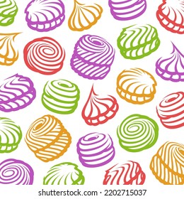 Marshmallow pattern background set. Collection icon marshmallow. Vector