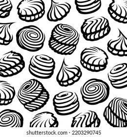 Marshmallow pattern background set. Collection icon marshmallow. Vector