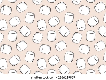 Papel de pared de patrón marshmallow. de fondo. vector malvavisco.