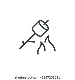Marshmallow picnic fire camping icon, vector illustration