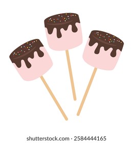 Marshmallow pink Chocolate Cartoon Illustration