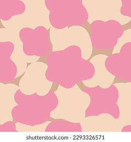 Marshmallow pink and white colored spots. Tender and stylish, fashionable seamless vector pattern