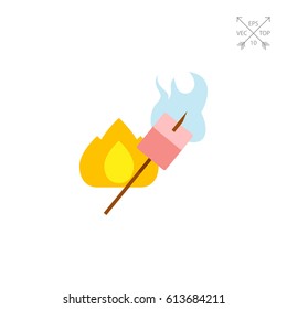 Marshmallow roasting on stick icon