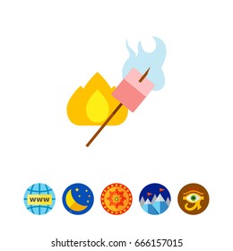 Marshmallow roasting on stick icon