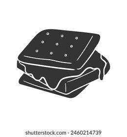 Marshmallow Sandwich Icon Silhouette Illustration. Food Vector Graphic Pictogram Symbol Clip Art. Doodle Sketch Black Sign.