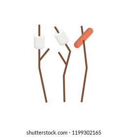 Marshmallow and sausage camping sticks
