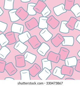 Marshmallow seamless pink and white pattern, vector