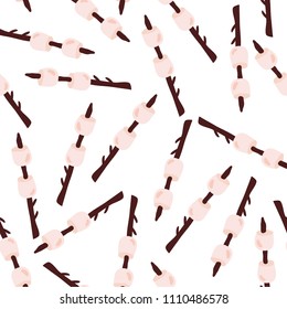 Marshmallow seamless vector pattern on a white background.