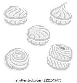 Marshmallow set. Elements and icons collection marshmallow. Vector