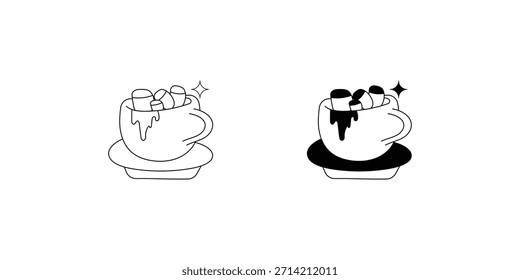 Marshmallow set icon with white background vector stock illustration