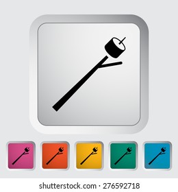 Marshmallow. Single flat icon on the button. Vector illustration.