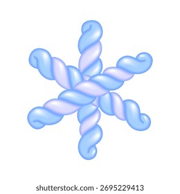 Marshmallow snowflake vector illustration — glossy 3D icon.