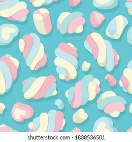 Marshmallow soft sweet illustration. Seamless pattern for kids design 