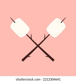 Marshmallow stick. Marshmallow logo design. White Marshmallow icon.