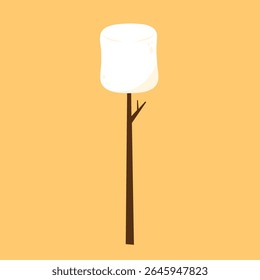 Marshmallow stick. Marshmallow logo design. White Marshmallow icon.