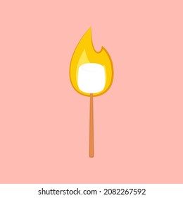 Marshmallow and stick vector. Marshmallow stick vector.  Burned Marshmallows.