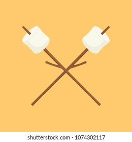 Marshmallow and stick vector. free space for text. wallpaper. background.