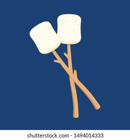 Marshmallow and stick vector. free space for text. wallpaper. background. Marshmallow stick.