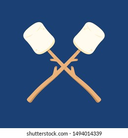 Marshmallow and stick vector. free space for text. wallpaper. background. Marshmallow stick.