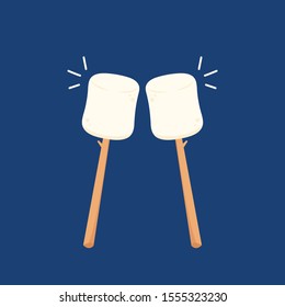 Marshmallow and stick vector. free space for text. wallpaper. background. Marshmallow stick.