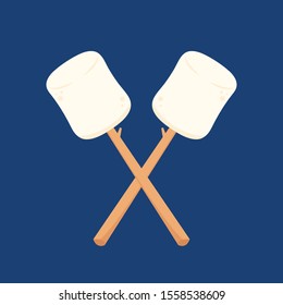 Marshmallow and stick vector. free space for text. wallpaper. background. Marshmallow stick.