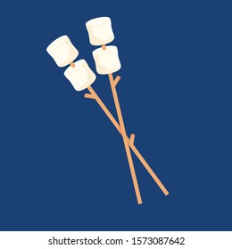 Marshmallow and stick vector. free space for text. wallpaper. background. Marshmallow stick.